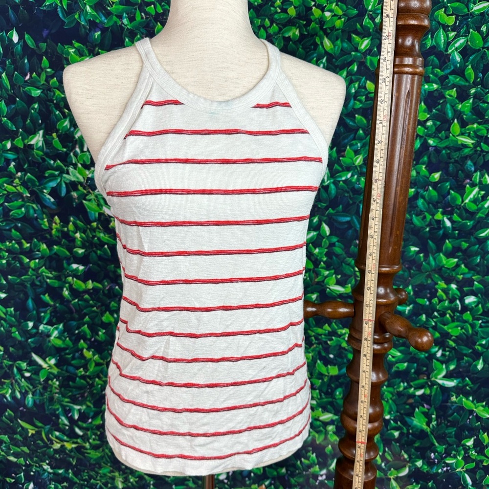 Soft texture tank top. Burnt orange toned lines.but, GASP I see blue spots